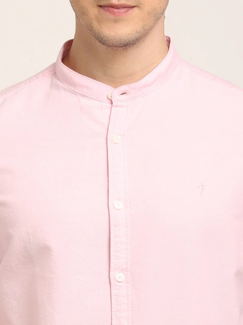 Indian Terrain Men's Regular Fit Full Sleeve Solid Pink Shirt